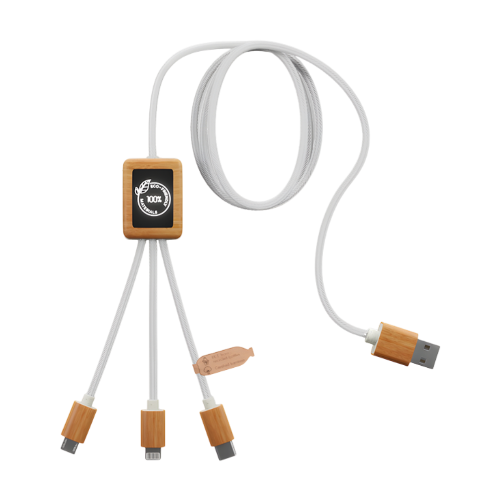3-in-1 rPET Light-Up Logo Charging Cable