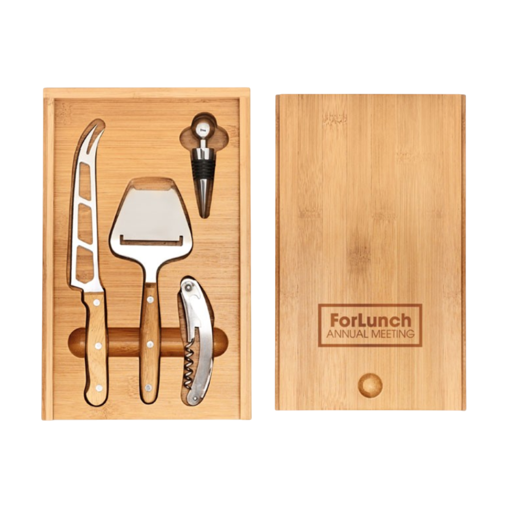 Bamboo Cheese and Wine Set