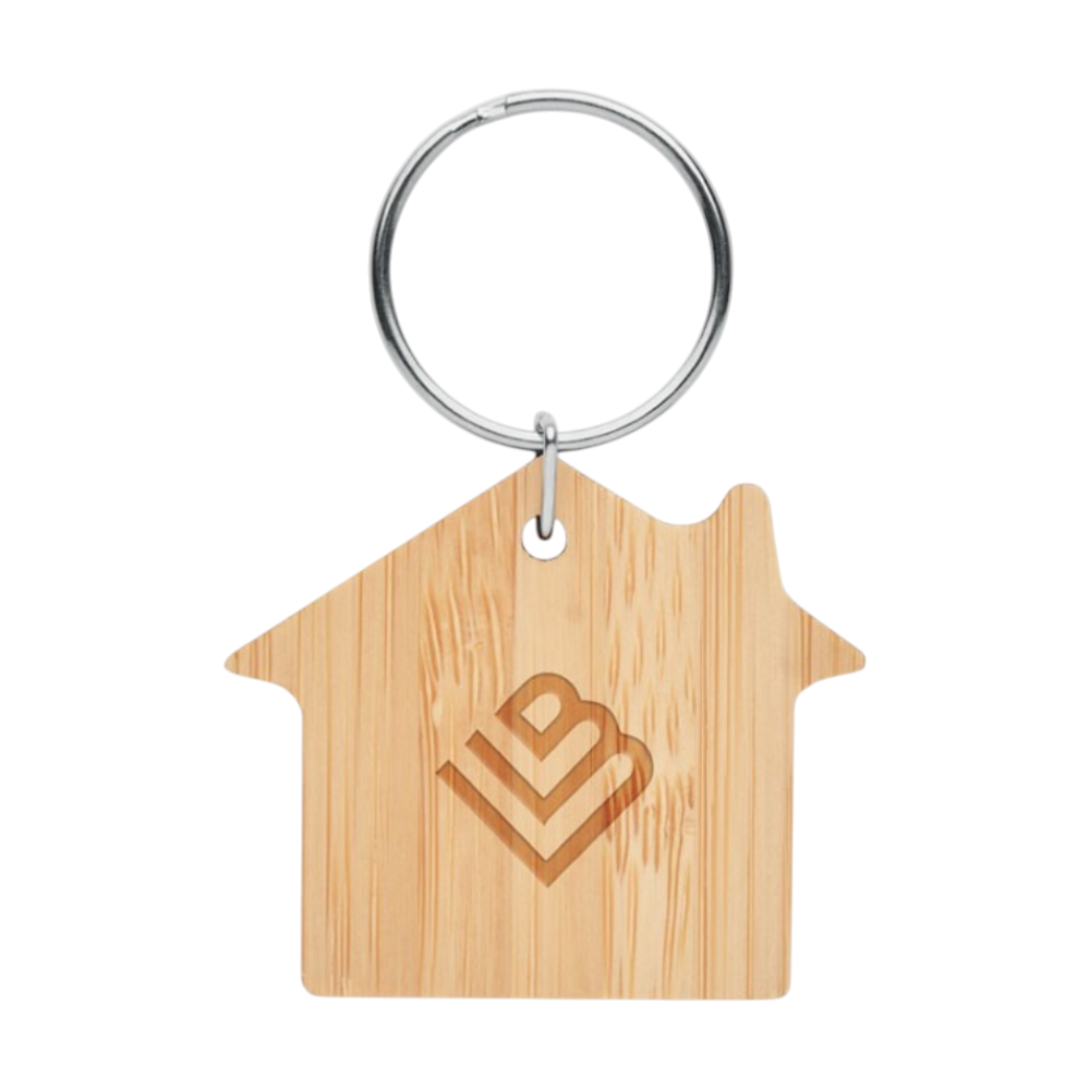 Bamboo House Shaped Key Ring