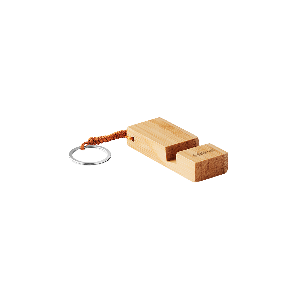 Bamboo Key Ring and Smartphone Stand