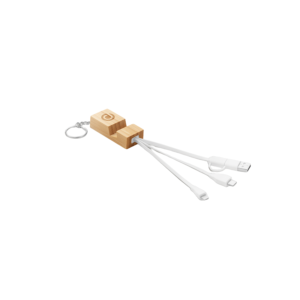 Bamboo Key Ring, Cable and Phone Stand