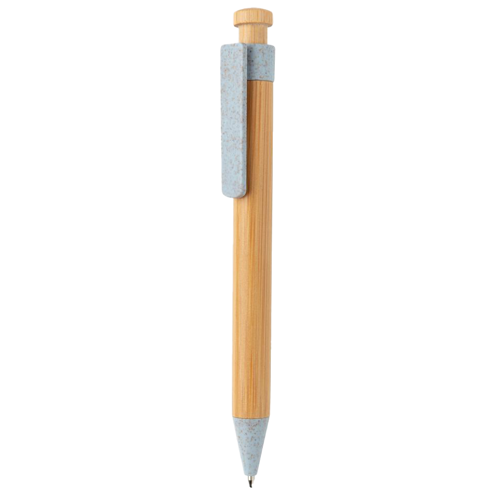 Bamboo pen with wheat straw clip