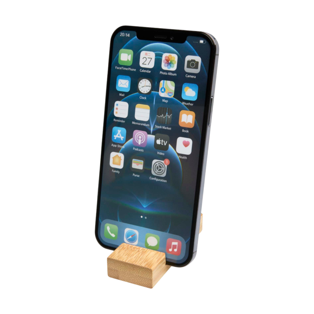 Bamboo Phone Holder with Keychain