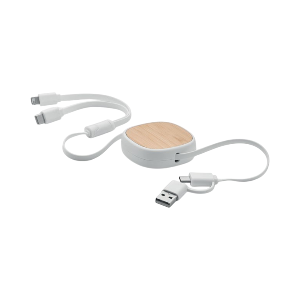 Bamboo Retractable USB Charging Cable