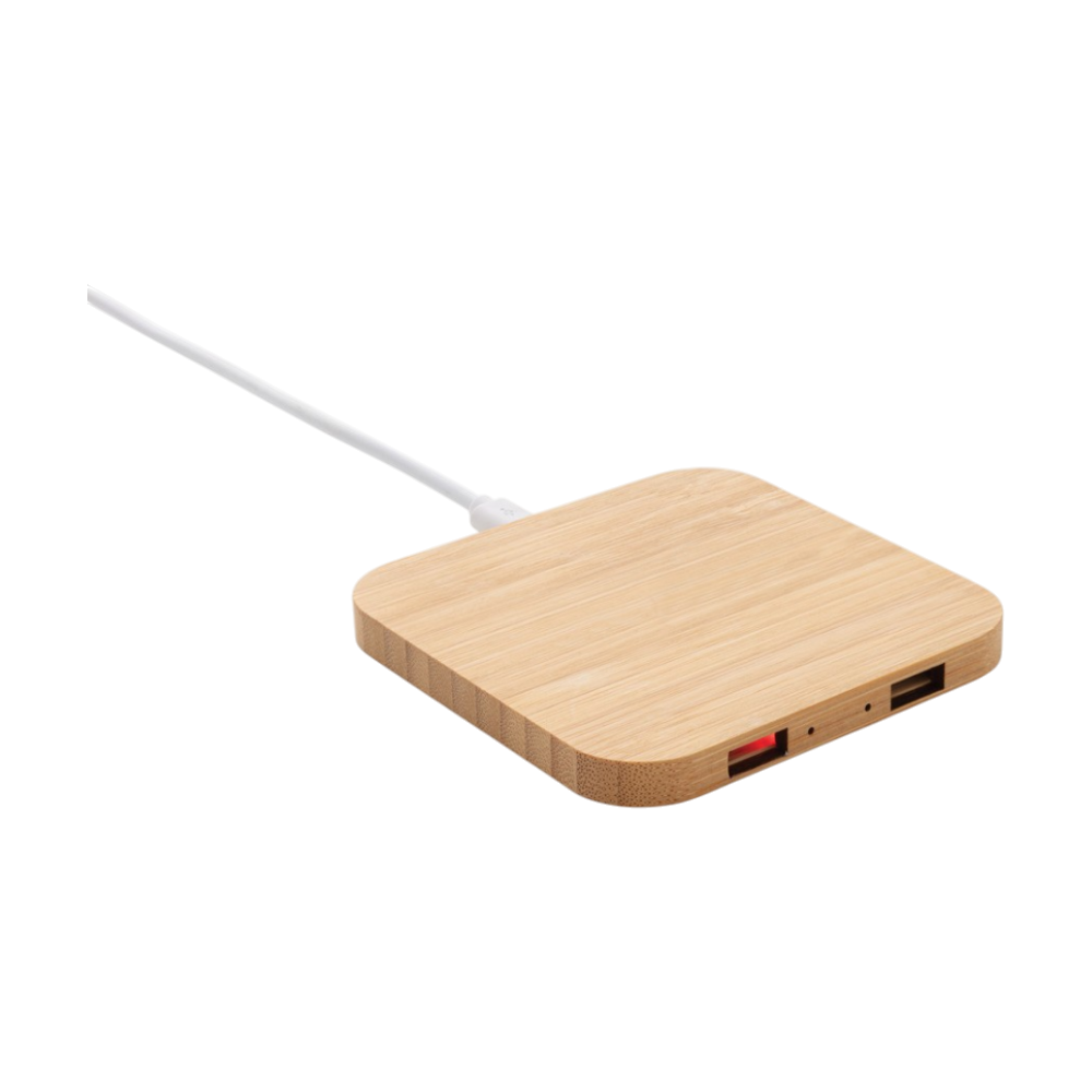 Bamboo Wireless Charger with USB