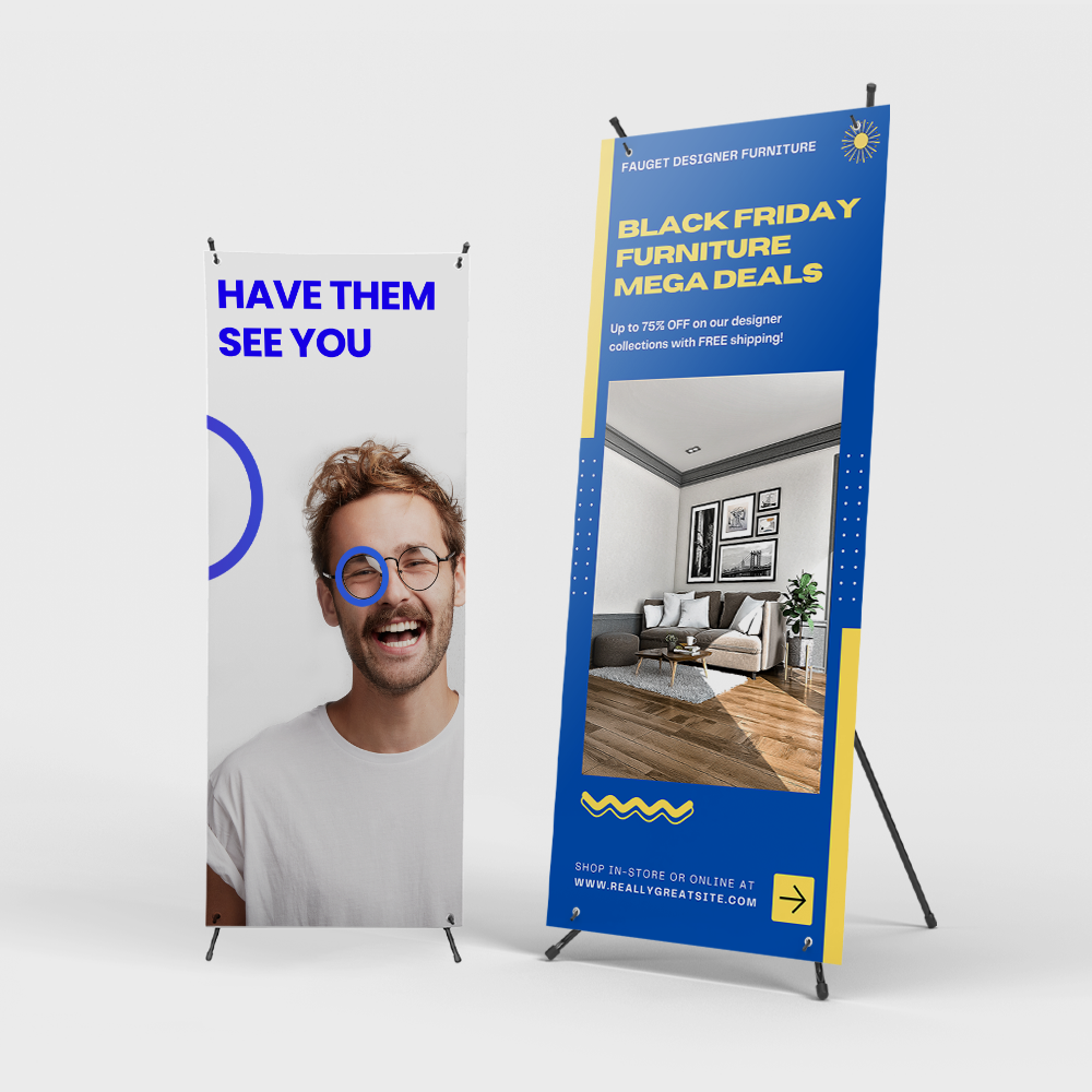 Banner with X frame