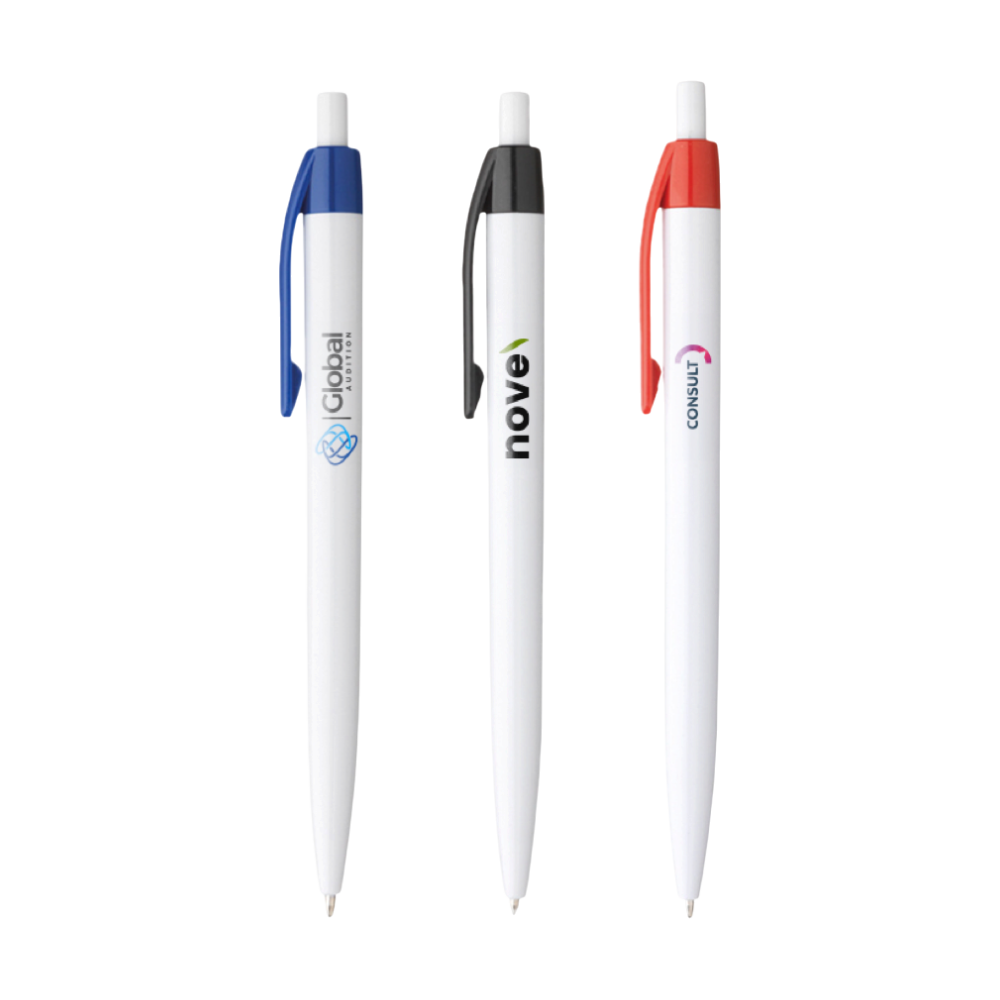 Basic White Pen with Coloured Clip