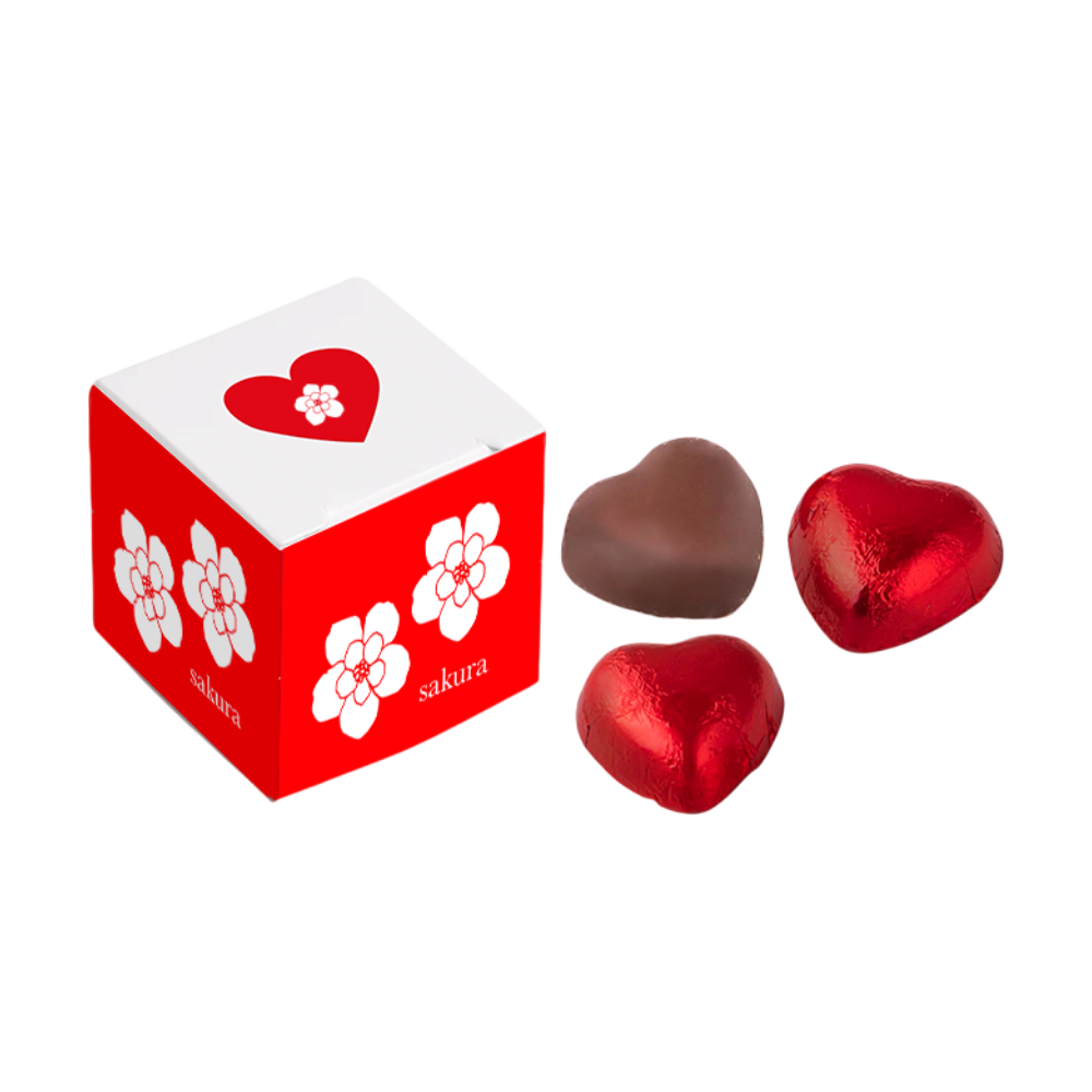 Box with 3 Chocolate Hearts