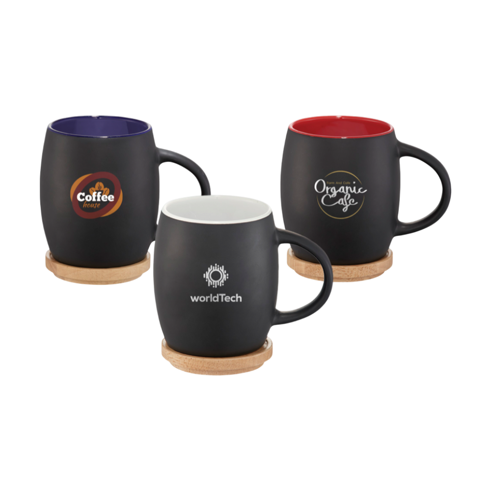 Ceramic Mug with Wooden Coaster