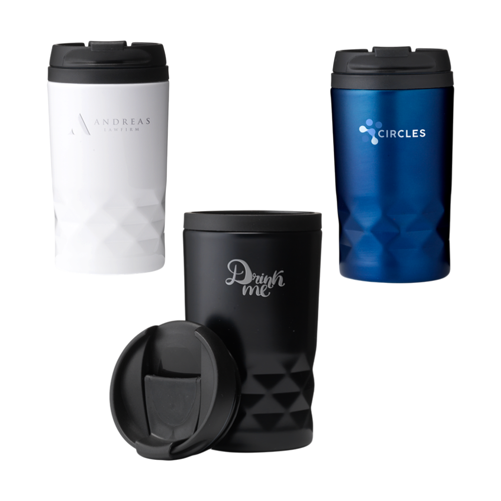 Double-walled Thermos Mug with Diamond Pattern