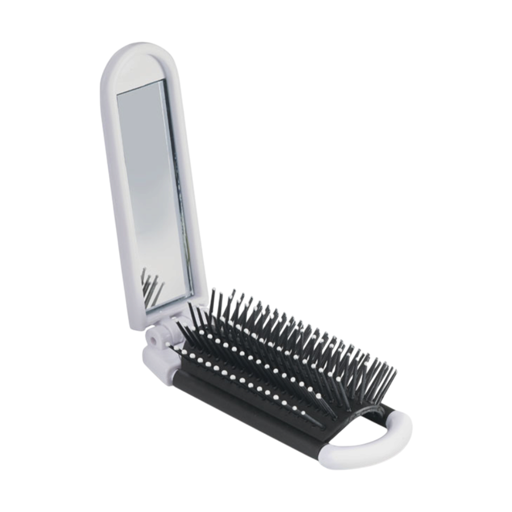 Foldable Hairbrush with Mirror