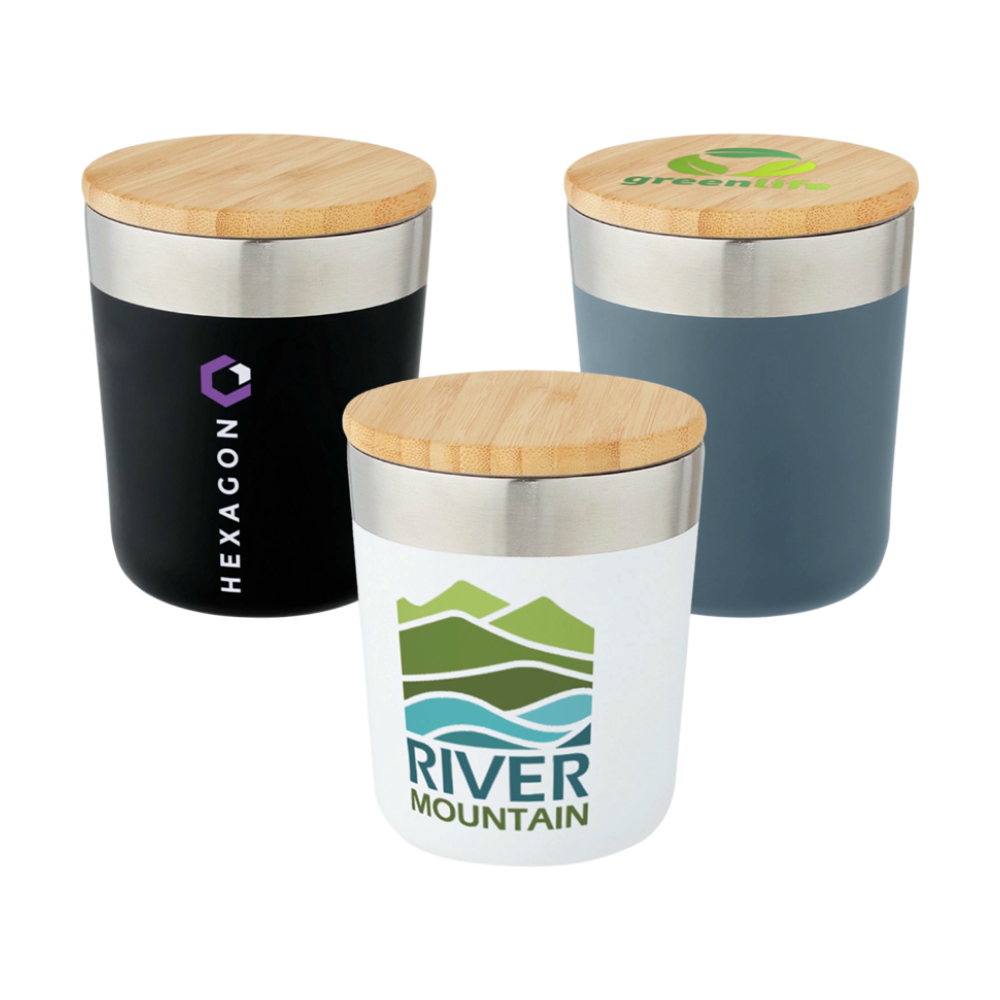 Lagan Copper Vacuum Insulated Stainless Steel Tumbler with Bamboo Lid 300 ml