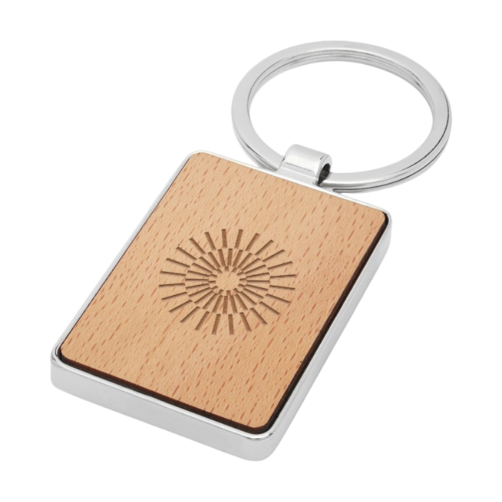 Mauro Beech Wood Rectangular Keychain