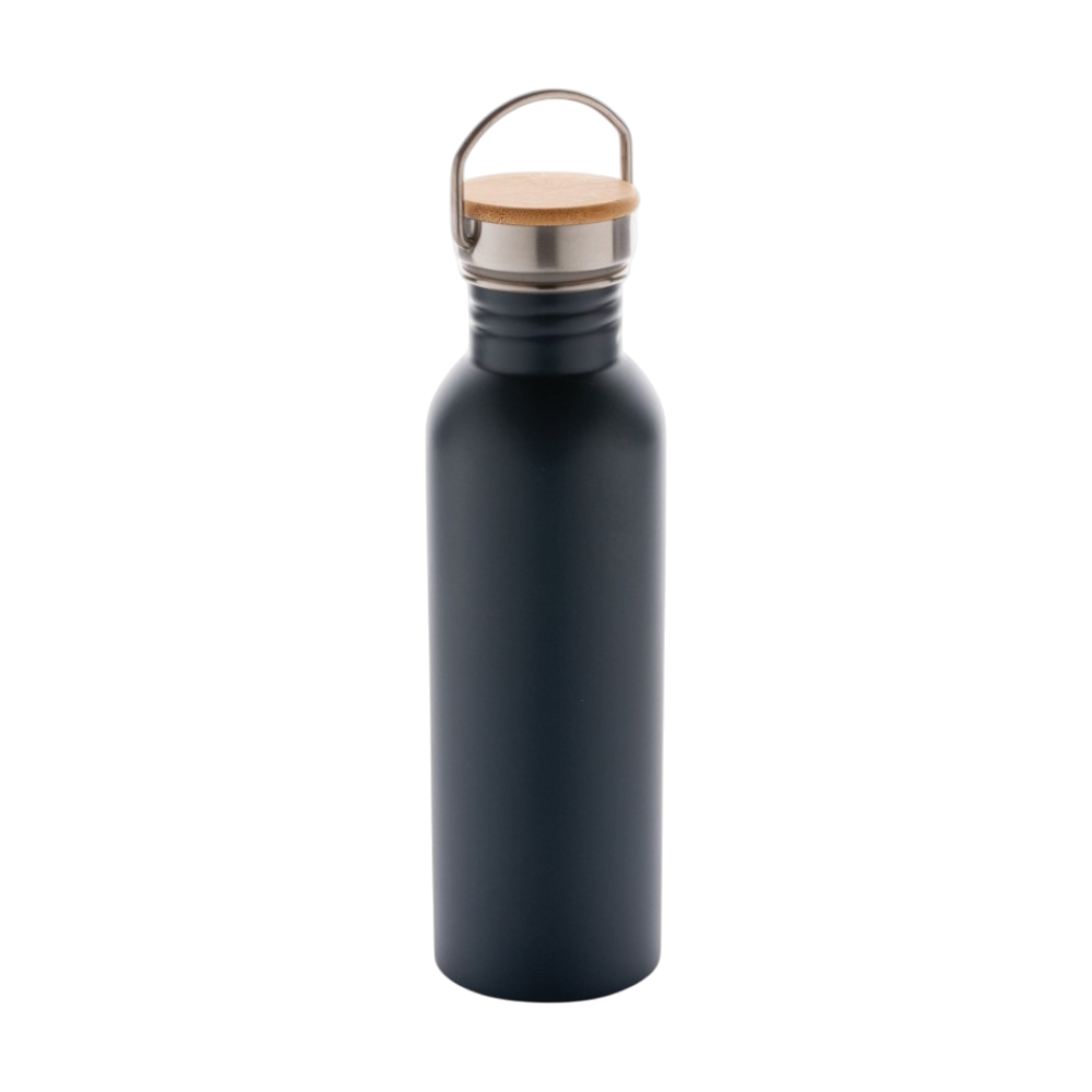 Modern Stainless Steel Bottle with Bamboo Lid
