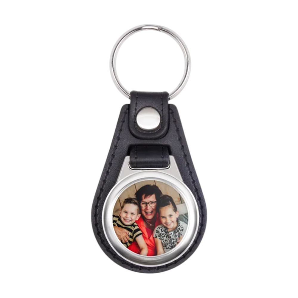 Personalised Imitation Leather Keyring with Photo