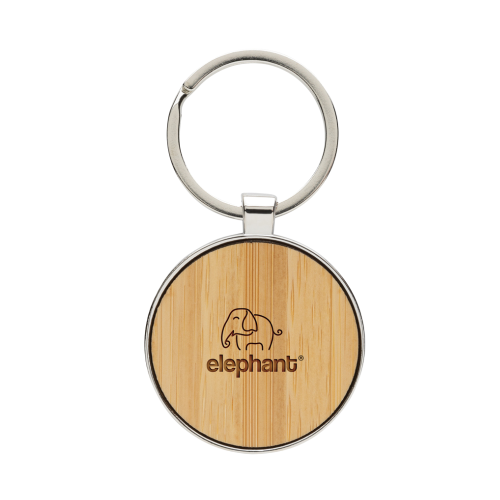 RCS Recycled Zinc Alloy Keychain with Bamboo