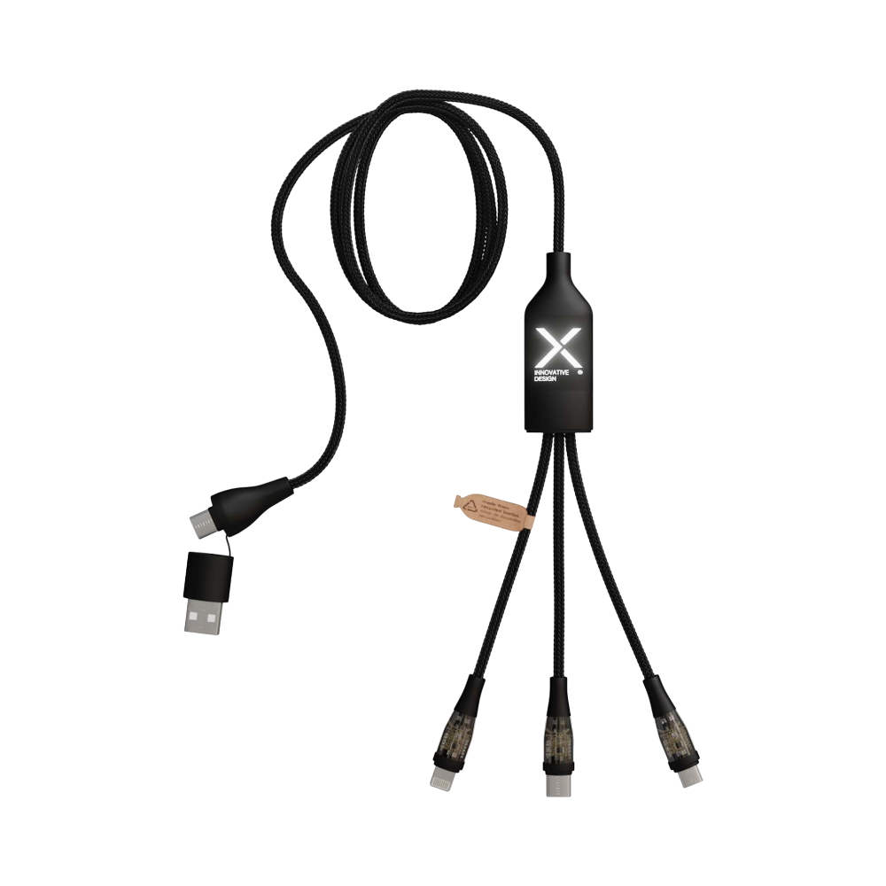 Recycled PET and ABS C50 5-in-1 Fast Charging Cable with Digital Display