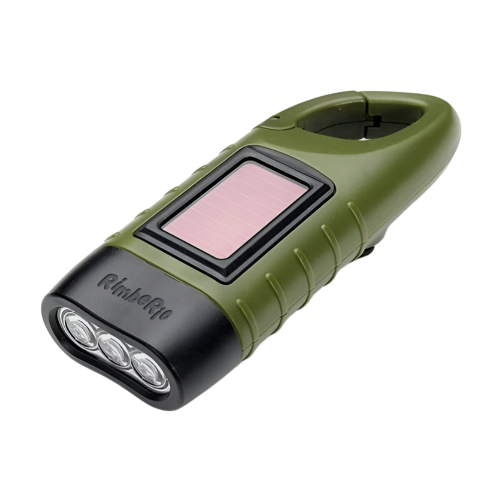 Recycled Plastic Solar Dynamo Flashlight with Carabiner