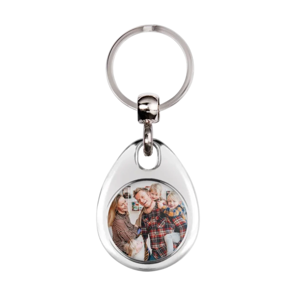 Round Stainless Steel Photo Keyring
