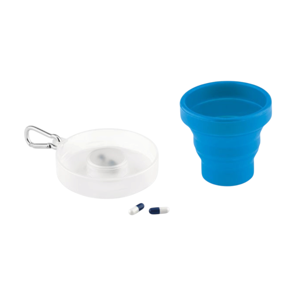 Silicone Foldable Cup with Pill Container