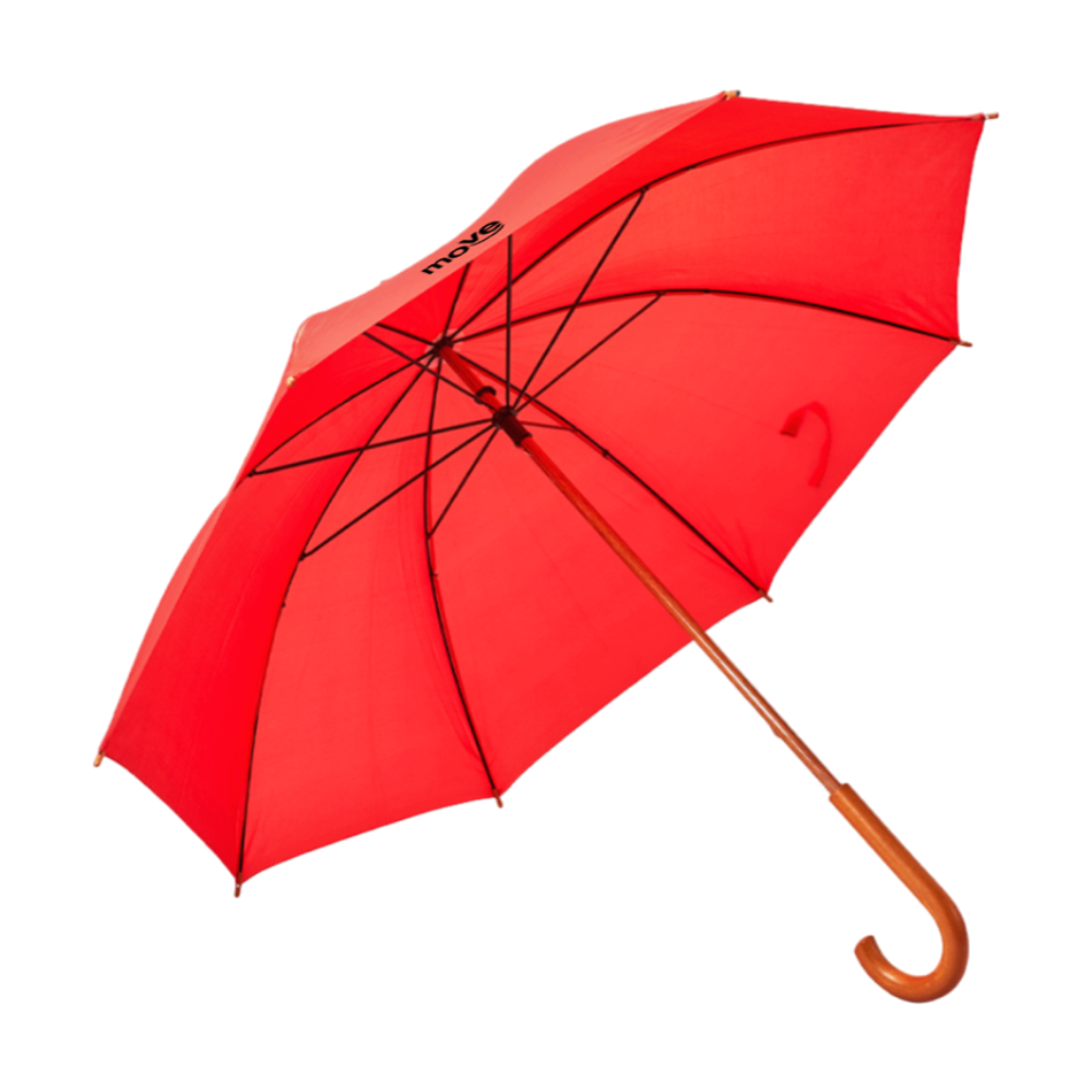 Umbrella with Curved Wooden Handle