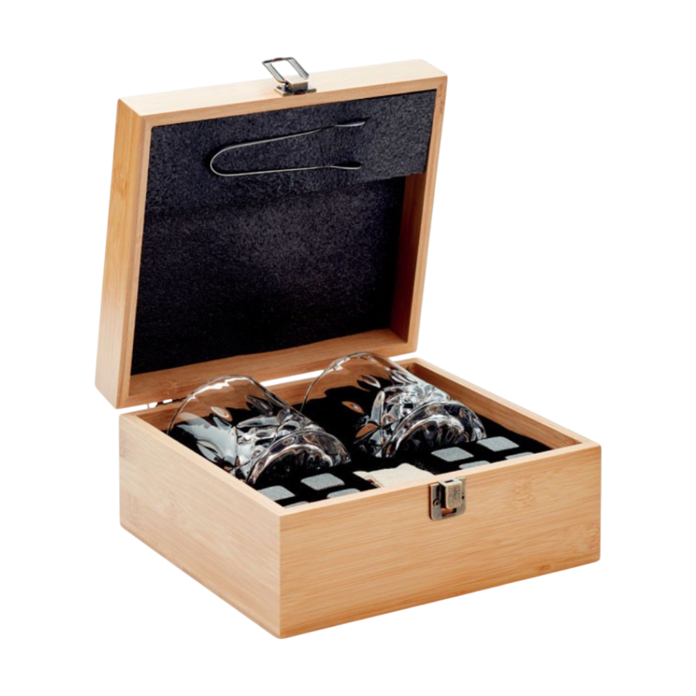 Whisky Glass Set in Bamboo Box