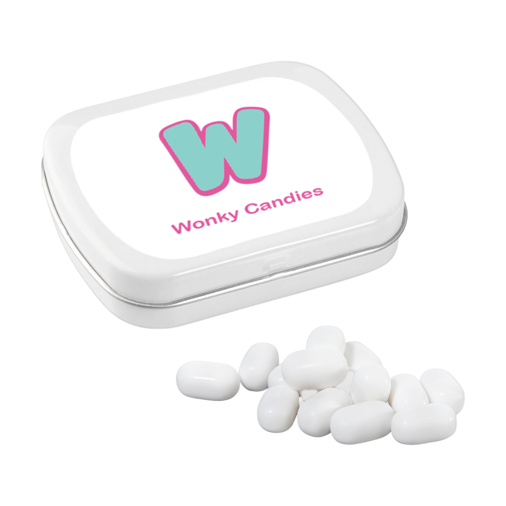 White metal Tic Tac mint tin