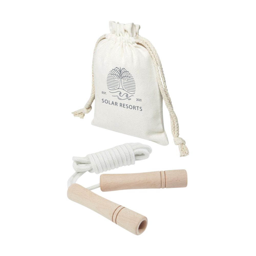 Wooden Skipping Rope in Cotton Pouch